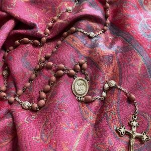 Rose Petal and Sterling Silver Rosary